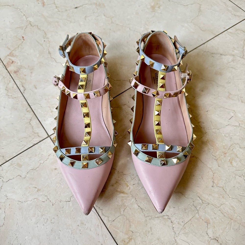 Valentino Garavani Pastel Colourblock Rockstud Ballernia Flat 38